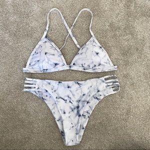 White marbled cheeky bikini set!